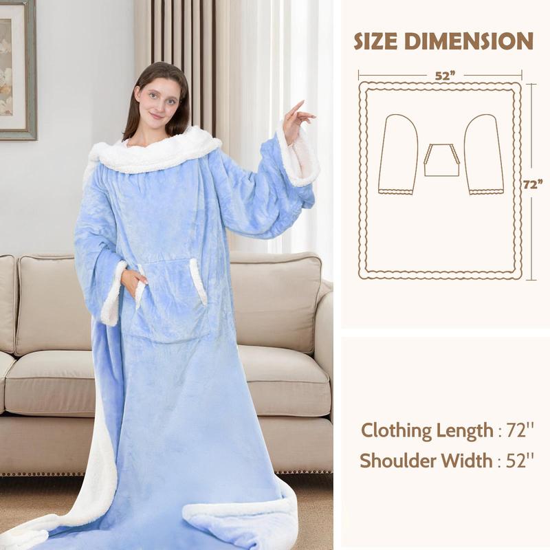 Wearable Heated Blanket with Foot Pocket & Sleeves - 7 Heat Levels