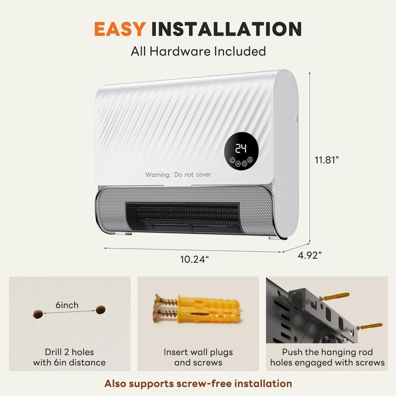 Smart Wall Heater, 1500W Space Heater for Indoor Use